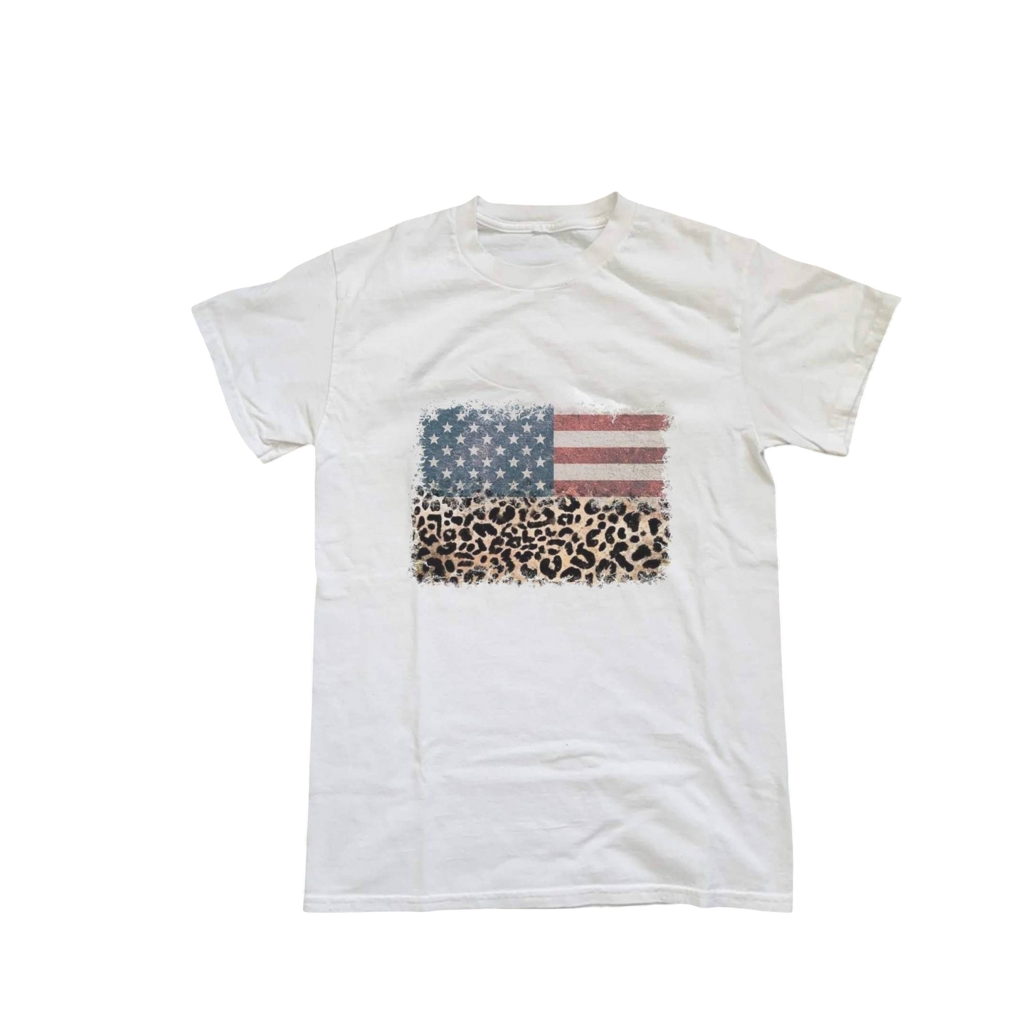 USA Leopard Flag Tee White