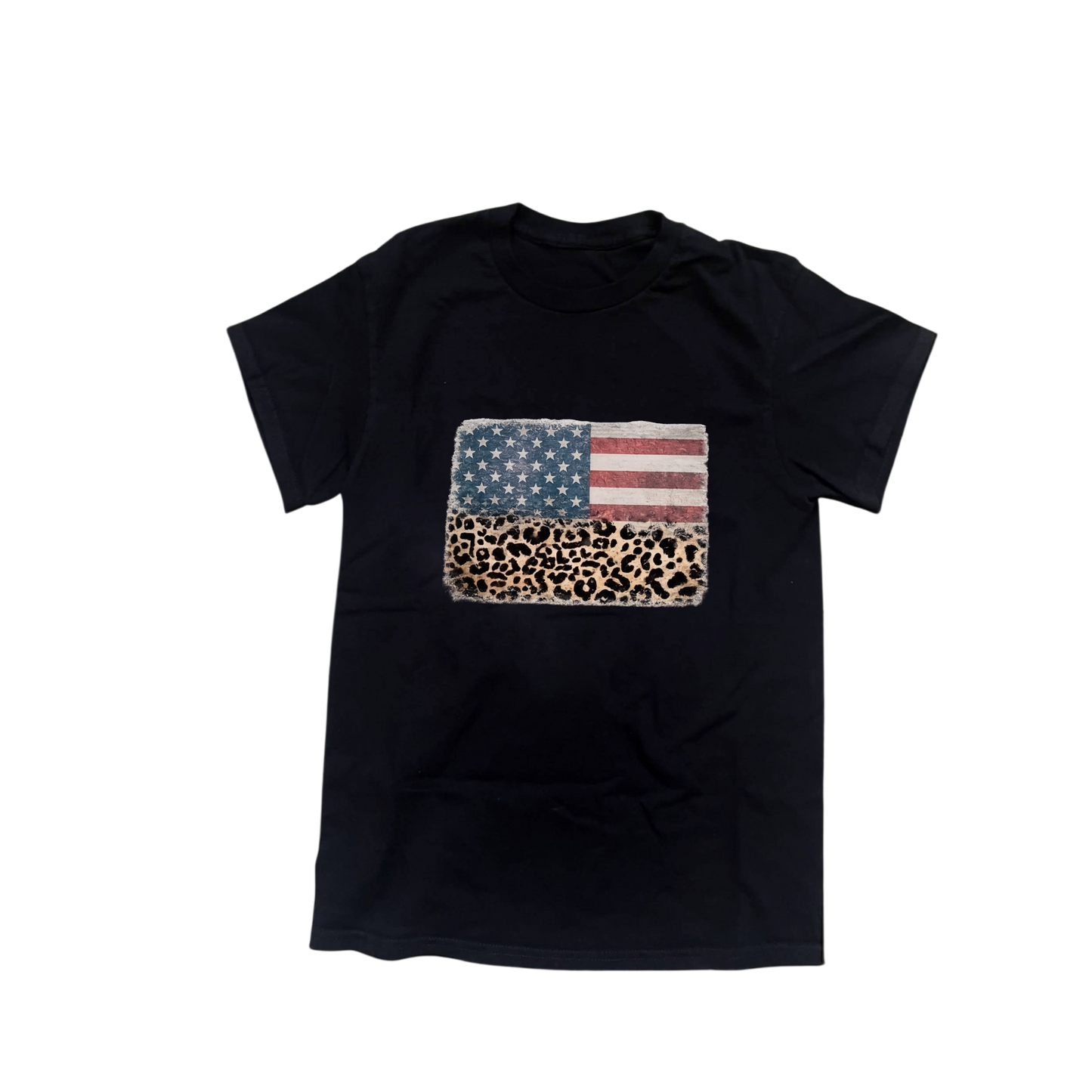 USA Leopard Flag Tee Black